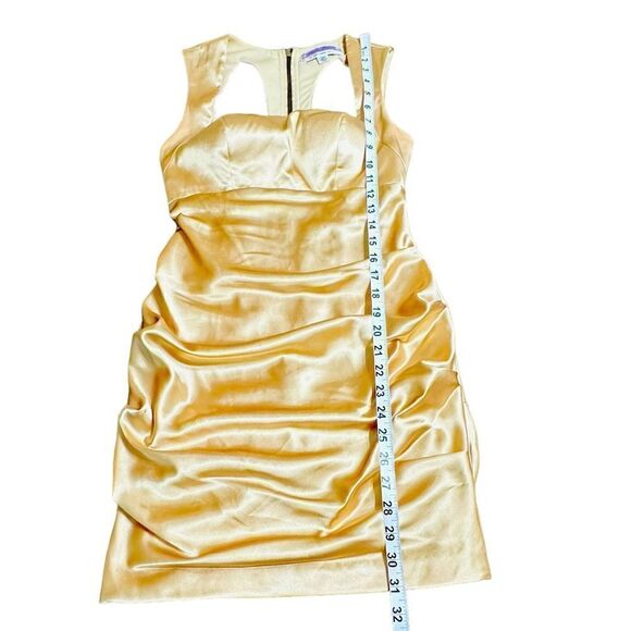 Adrianna Papell Gold Sleeveless Satin Bodycon Mini Dress size XS - Picture 5 of 16